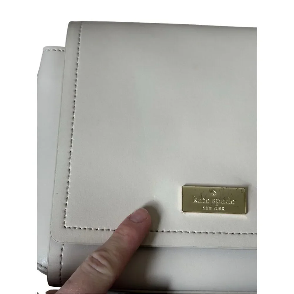 Kate Spade New York Cream Leather Flap‎ Closure Small Crossbody Bag
